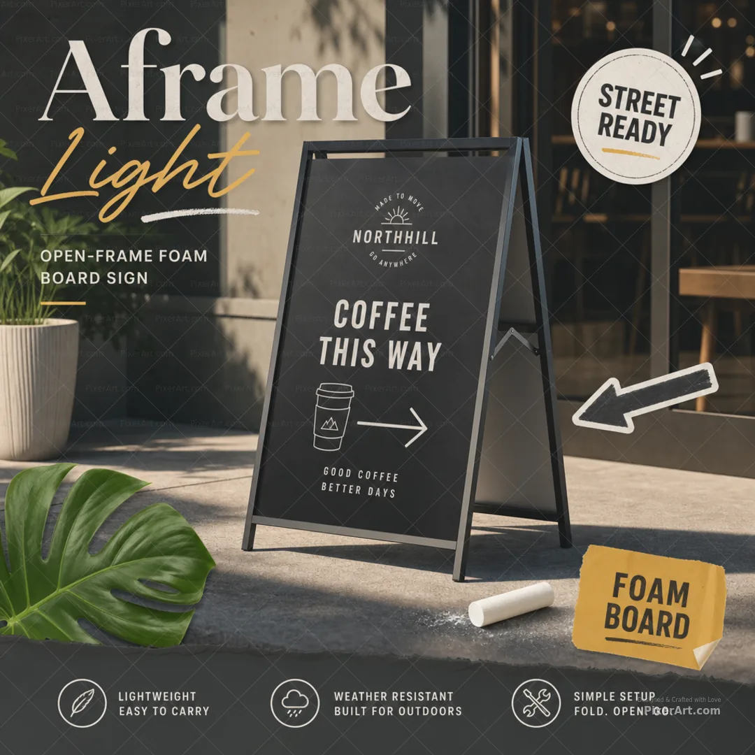 Aframe Light Foam-board outdoor sign