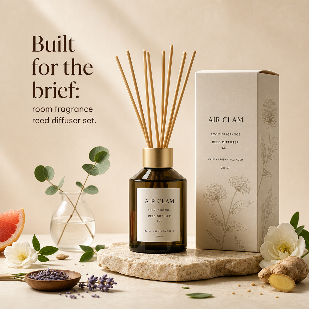 Air Clam Room fragrance reed diffuser set