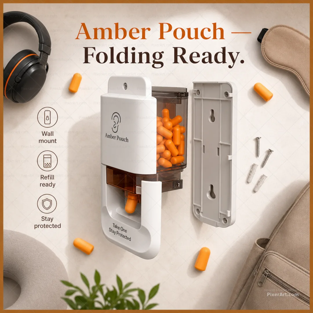 Amber Pouch Earplug Dispenser Wall Mount Pack