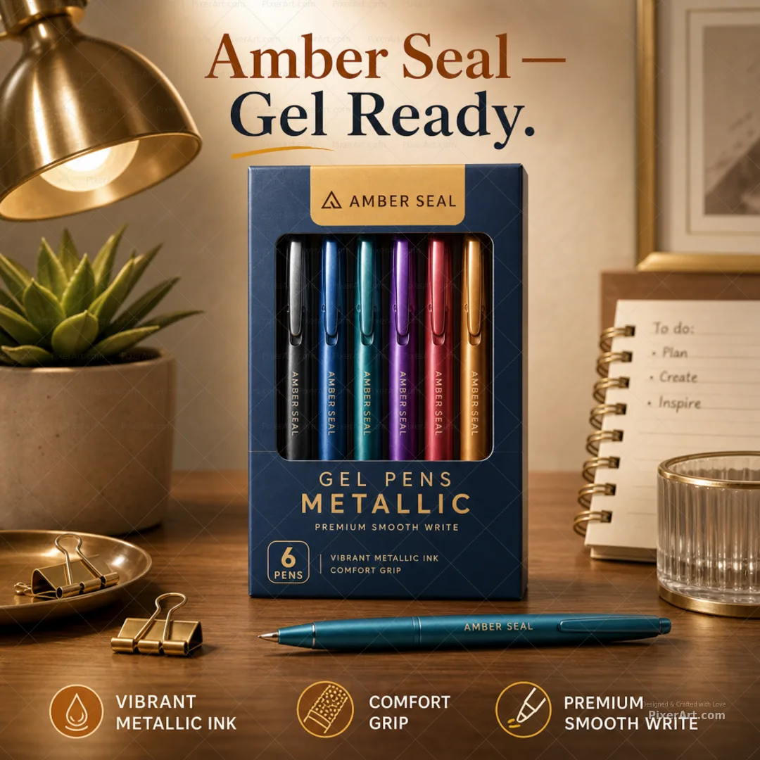 Amber Seal Gel Pen Metallic Multipack Sleeve