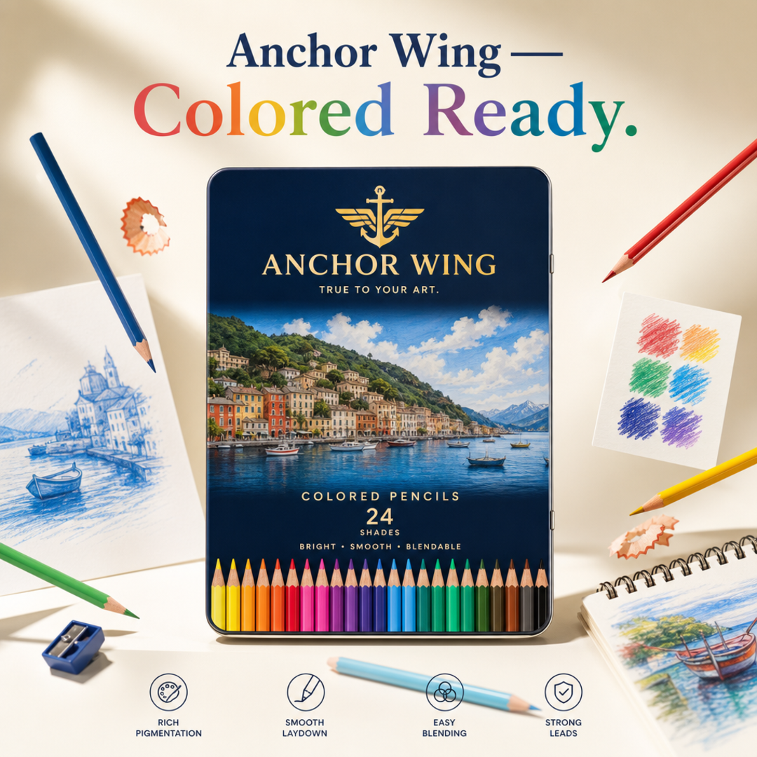 Anchor Wing Colored Pencil Tin