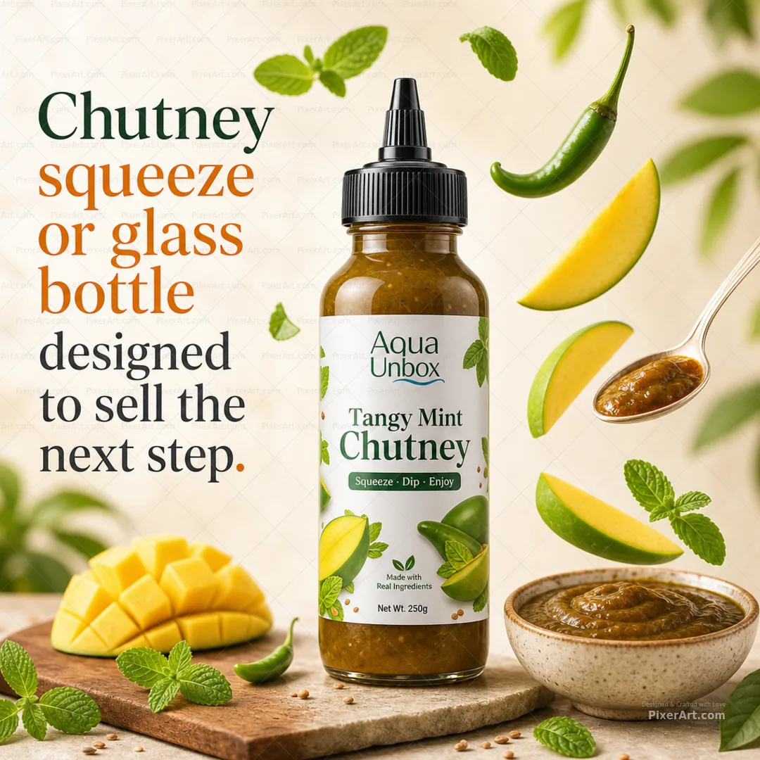 Aqua Unbox Chutney squeeze or glass bottle