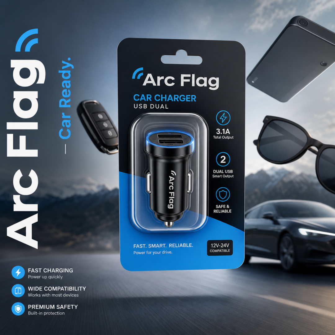 Arc Flag Car Charger Usb Dual Blister