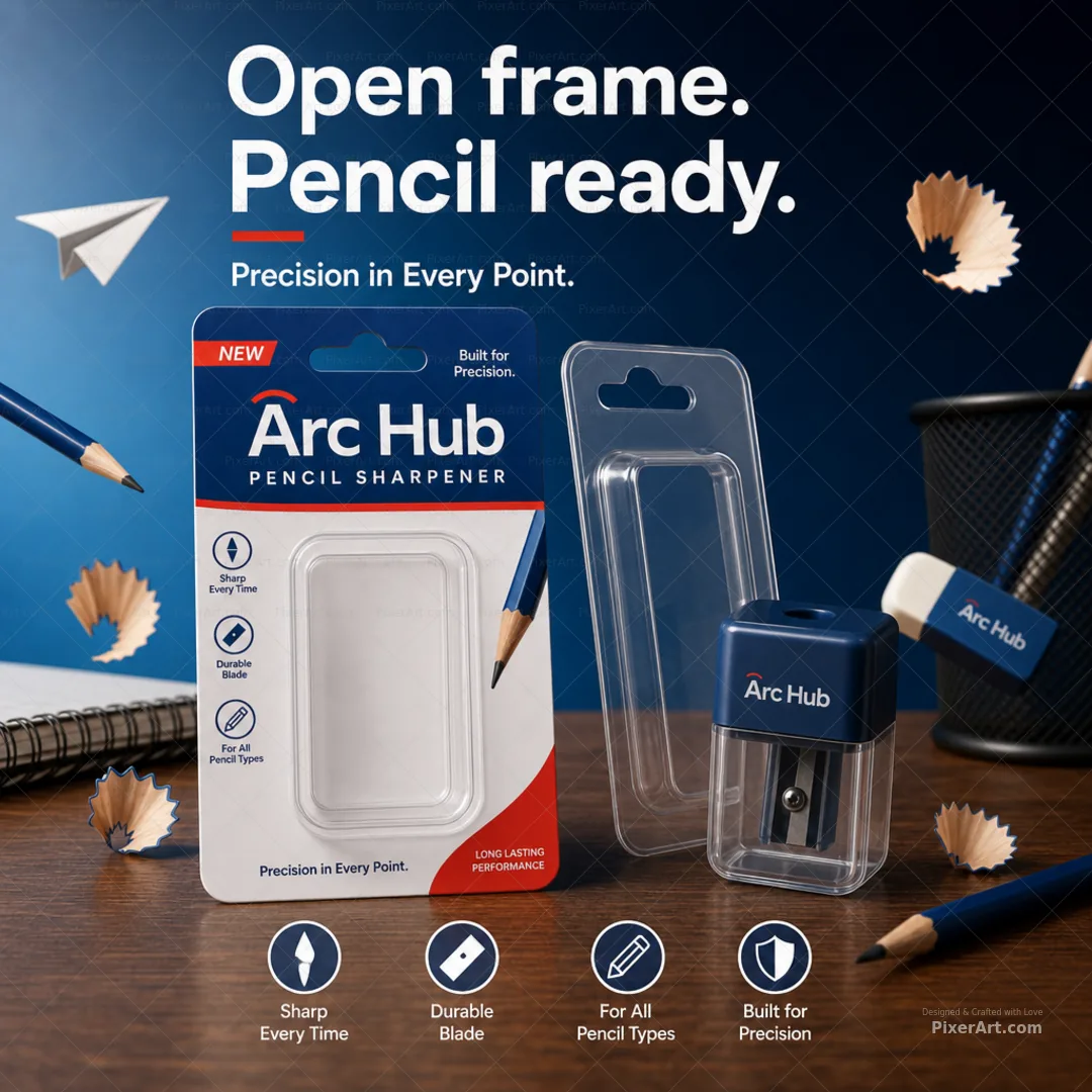 Arc Hub Pencil Sharpener Retail Blister Card