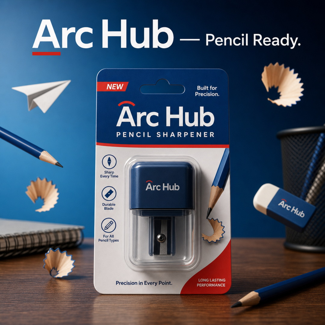 Arc Hub Pencil Sharpener Retail Blister Card