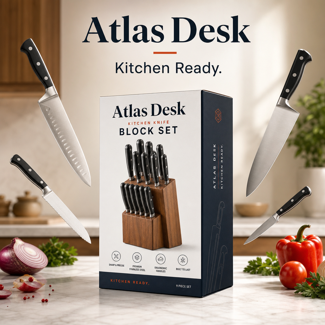 Atlas Desk Kitchen Knife Block Set Carton
