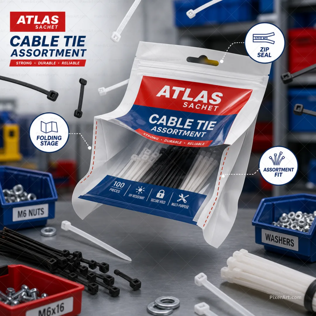 Atlas Sachet Cable Tie Assortment Bag