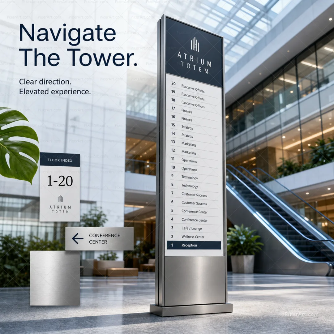 Atrium Totem Lobby Directory Stand