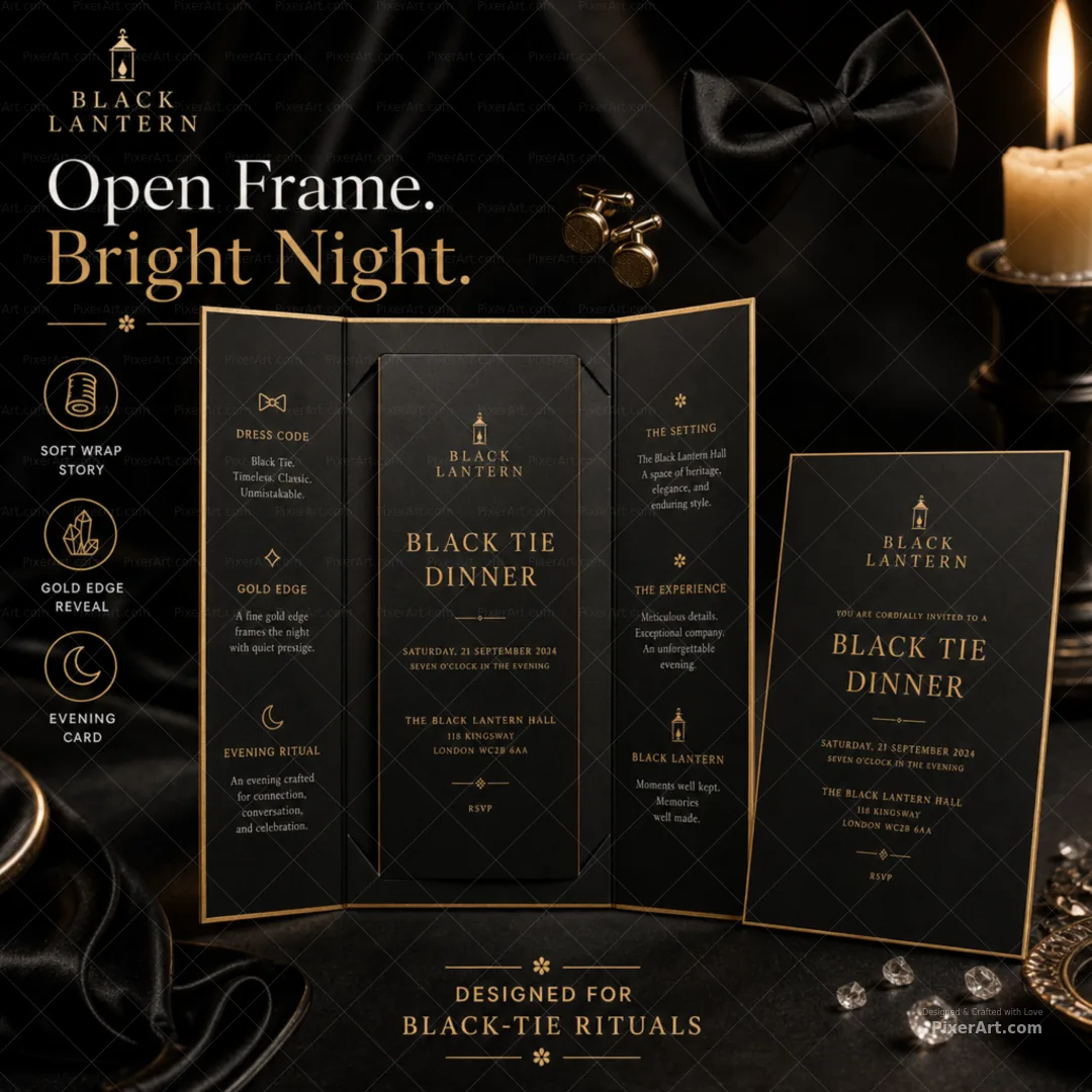 Black Lantern Dinner Invitation