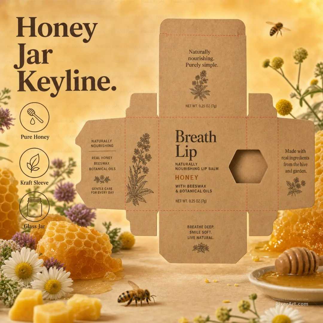 Breath Lip Honey glass jar + kraft sleeve