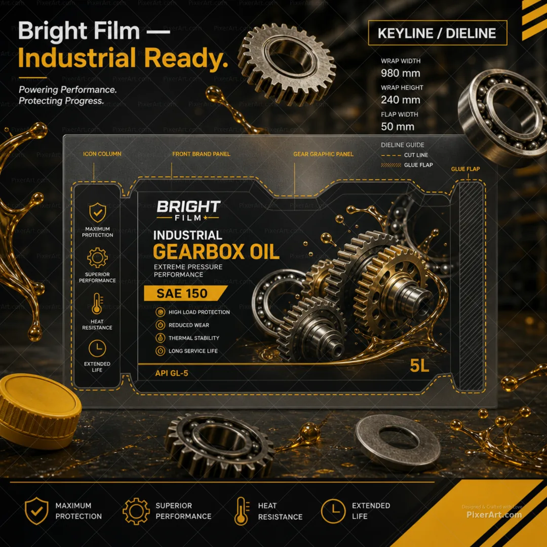 Bright Film Industrial Gearbox Oil Jug Label