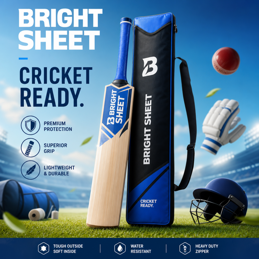 Bright Sheet Cricket Bat Retail Sleeve + Grip Wrap