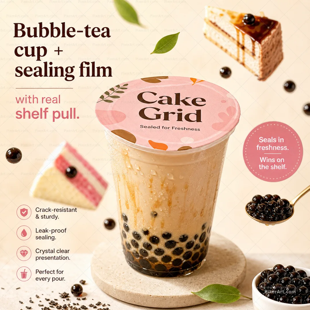 Cake Grid Bubble-tea cup + sealing film