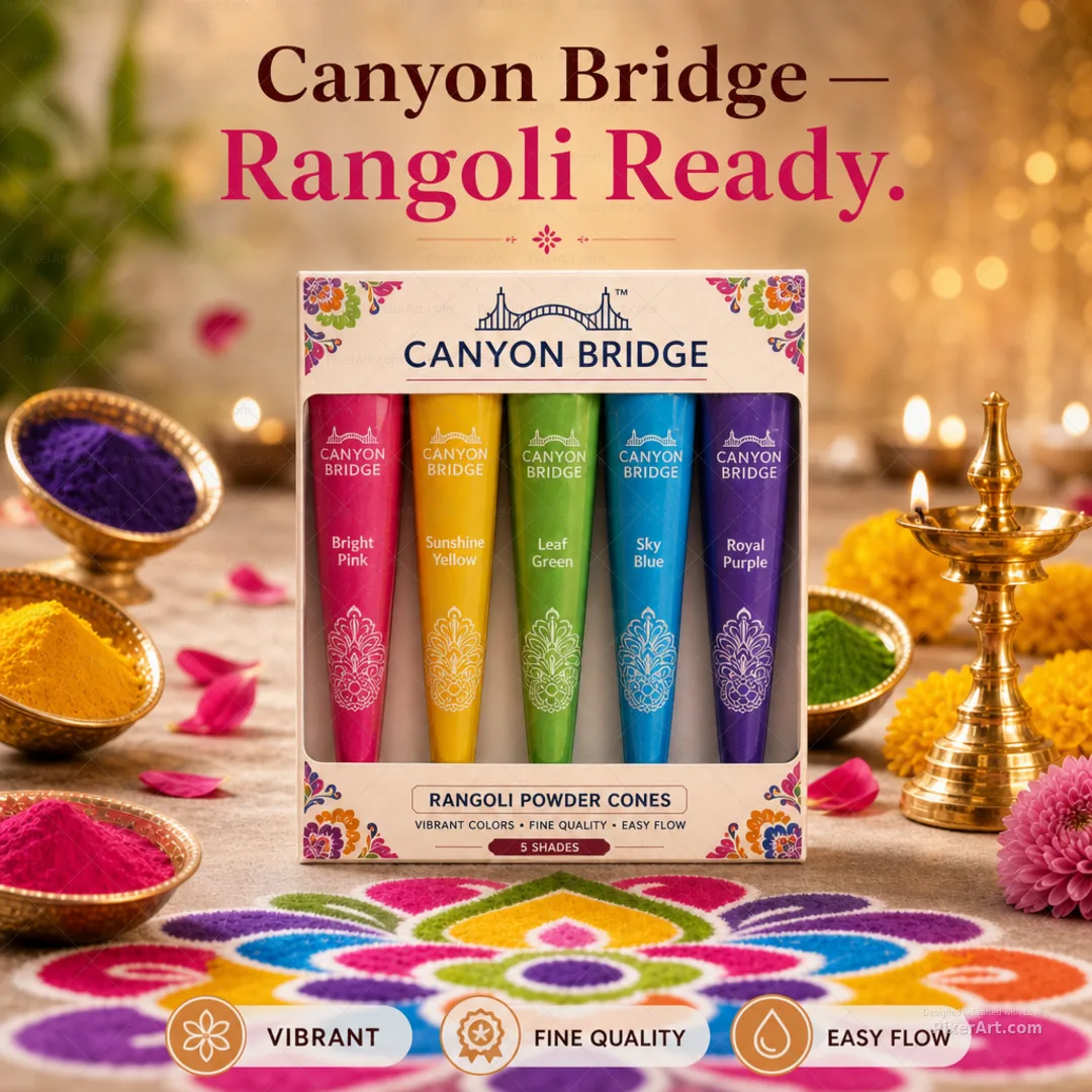 Canyon Bridge Rangoli Powder Cone Multipack