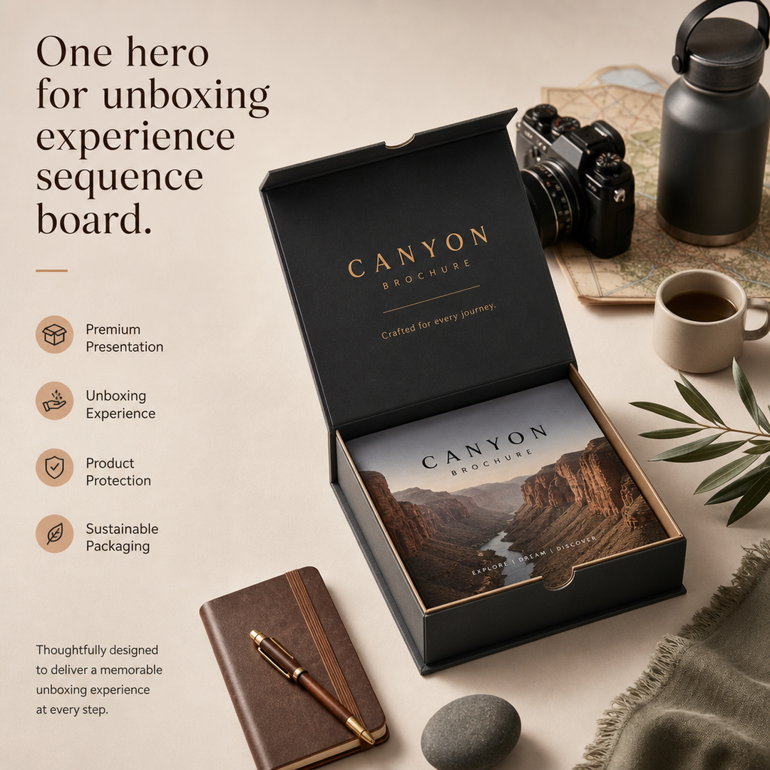 Canyon Brochure Unboxing experience sequence board