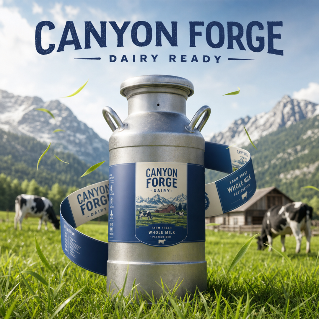 Canyon Forge Milk Can Dairy Farm Label Band