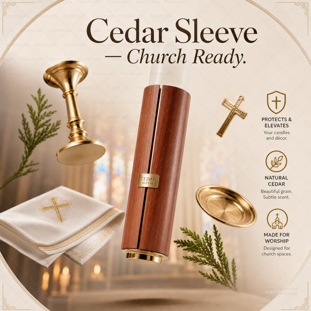 Cedar Sleeve Church Candle Altar Taper Sleeve