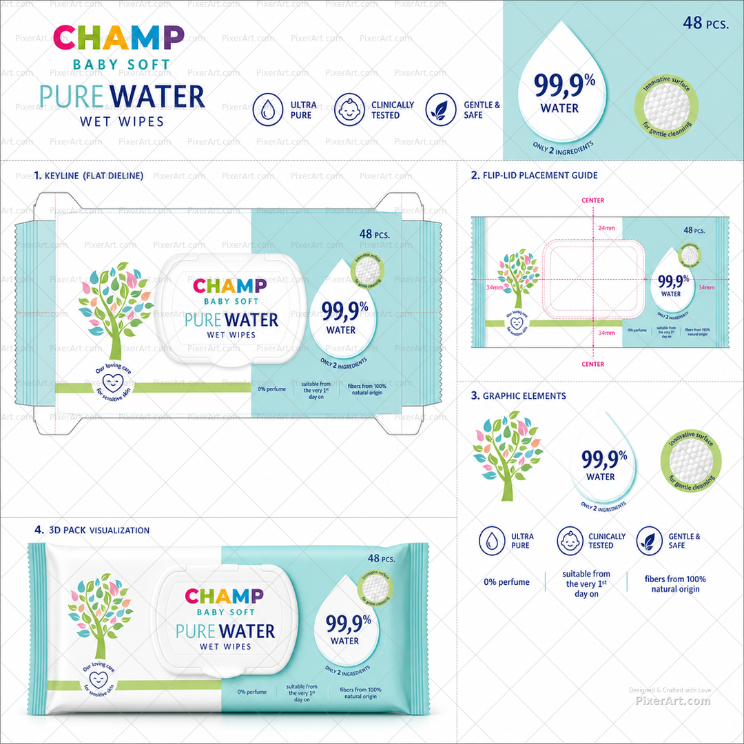 CHAMP Pure Water Wipes