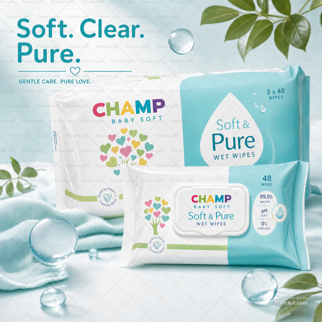 CHAMP Soft Pure Wipes