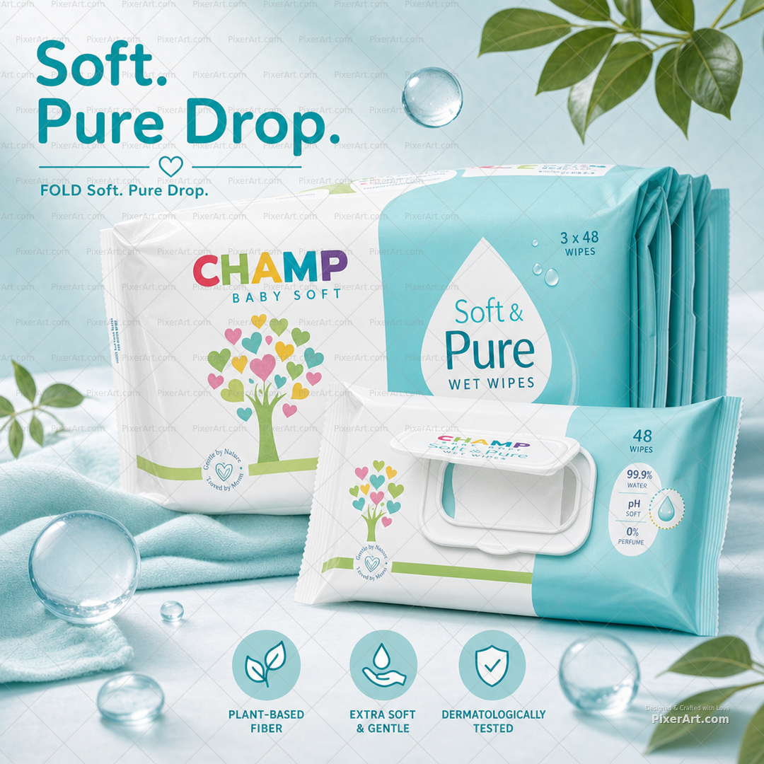 CHAMP Soft Pure Wipes