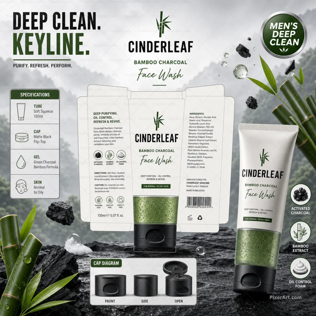 Cinderleaf Bamboo Charcoal Face Wash