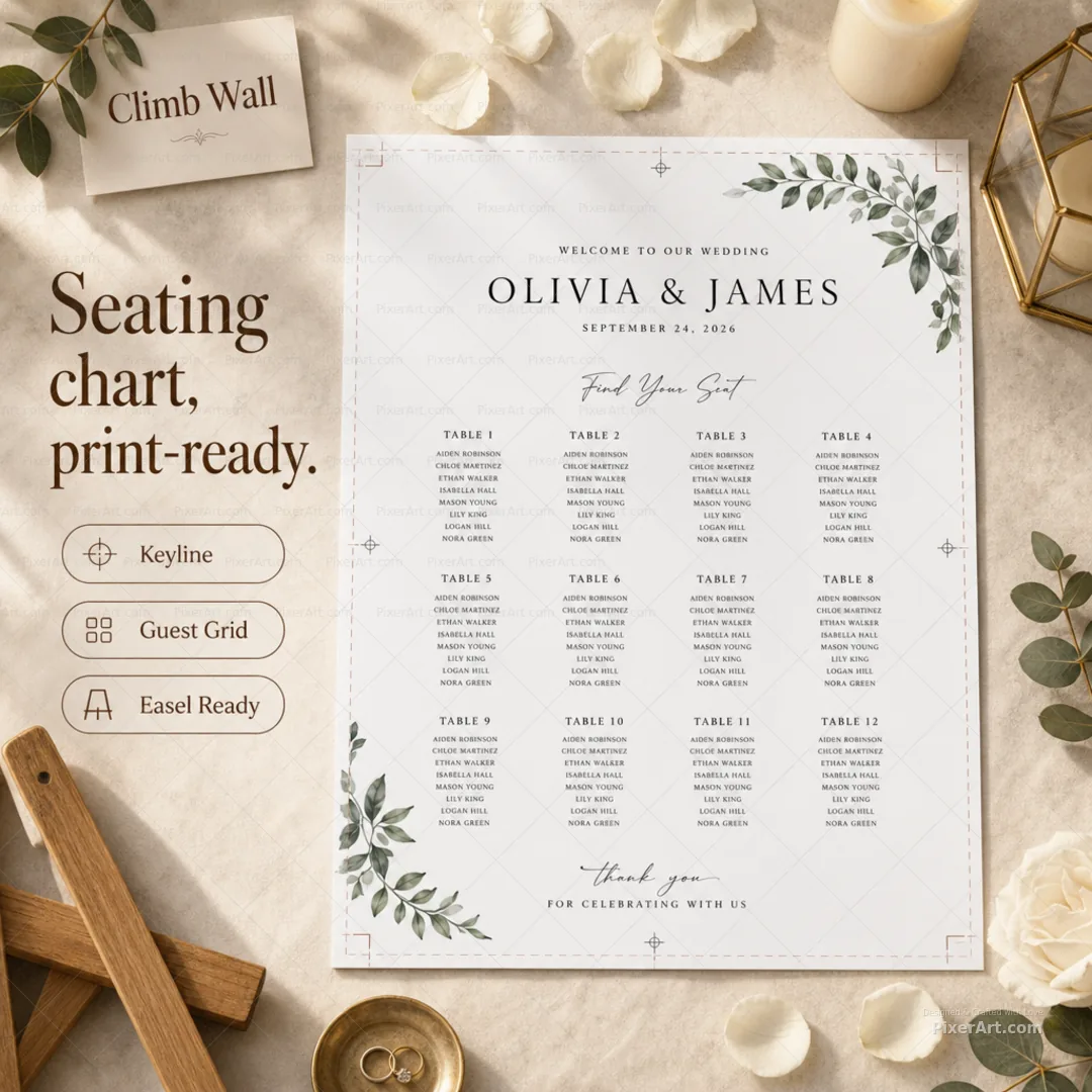 Climb Wall Wedding seating chart board