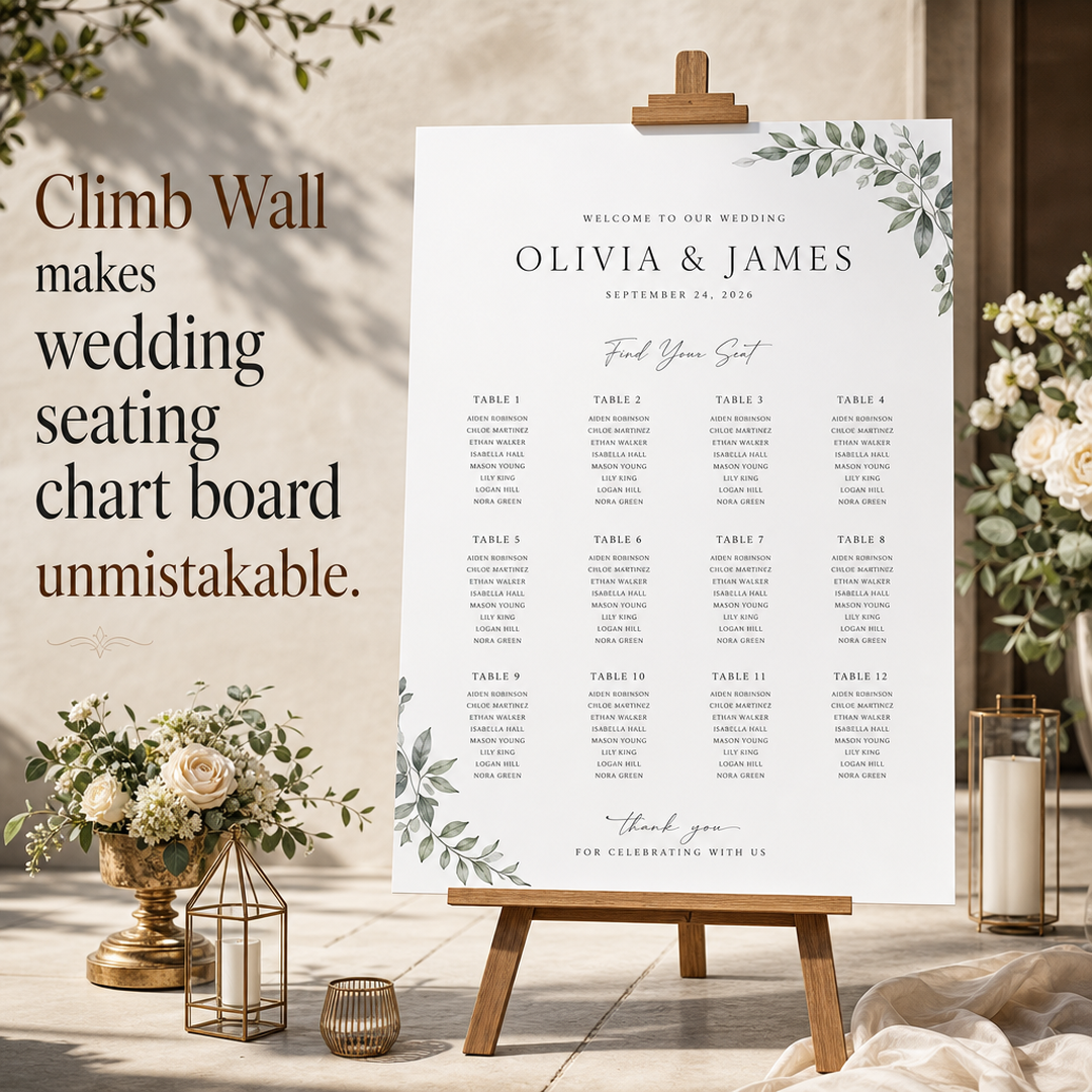 Climb Wall Wedding seating chart board