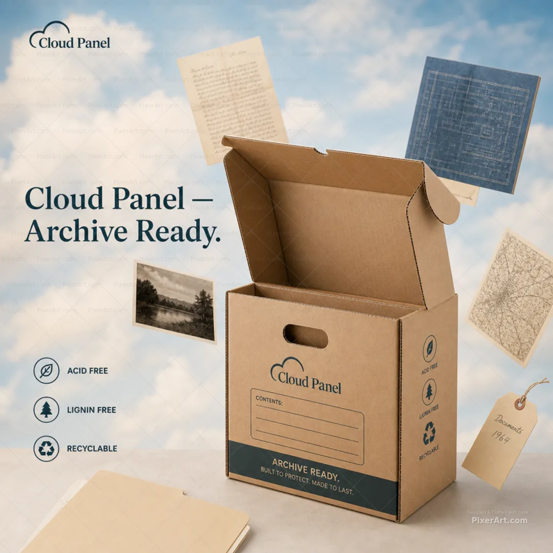 Cloud Panel Archive Box / Clamshell Library Carton