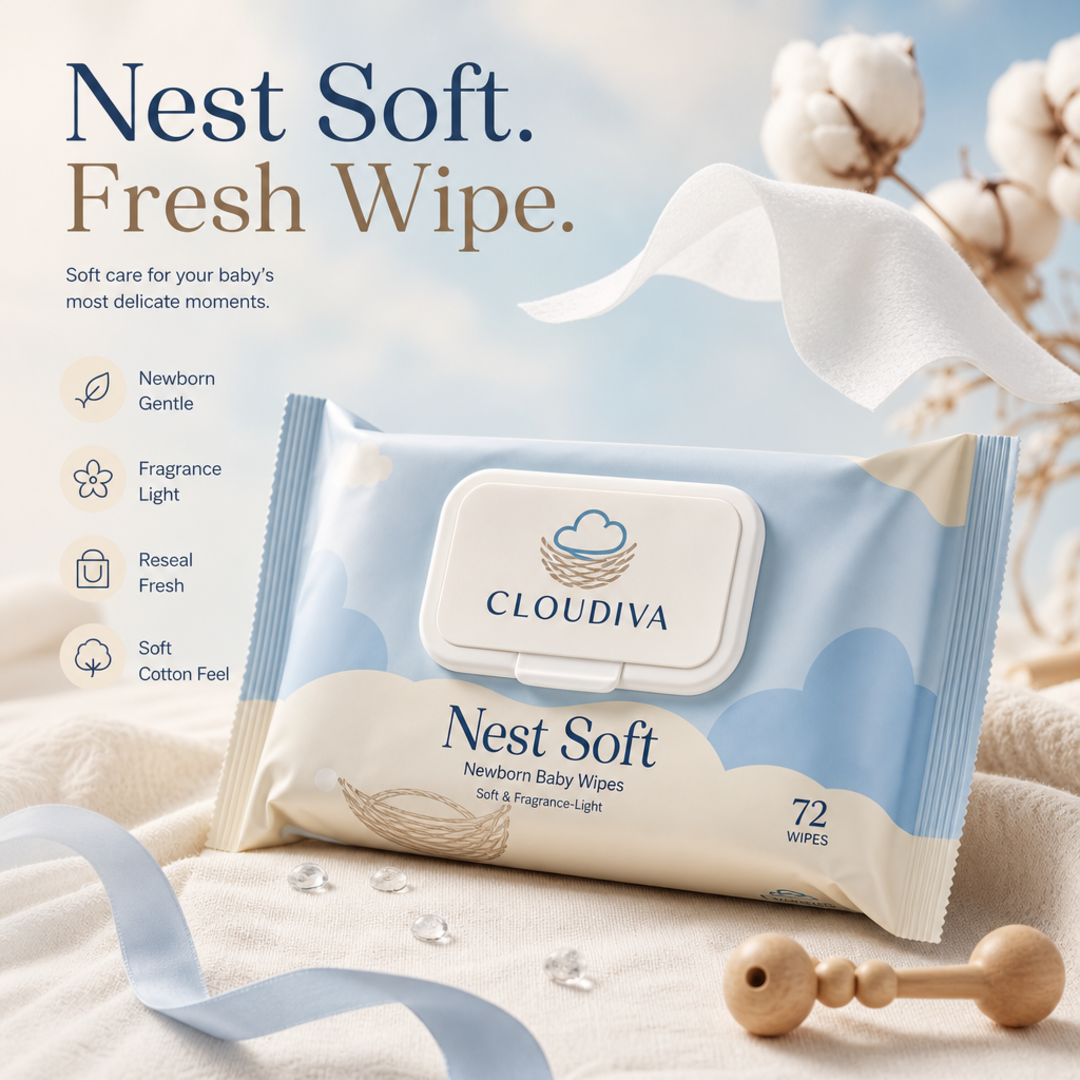 Cloudiva Nest Soft Newborn Wipes