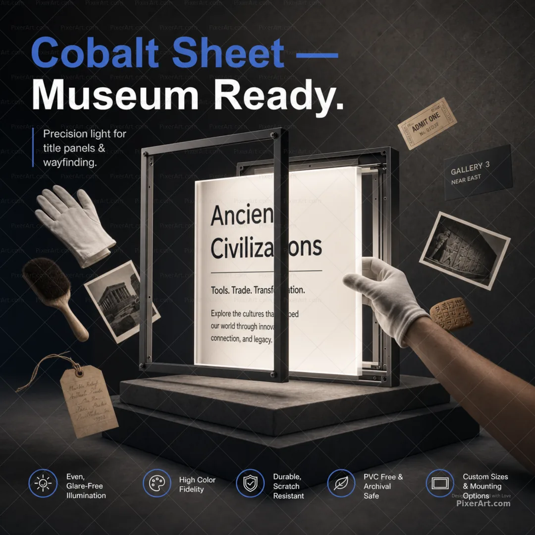 Cobalt Sheet Museum Lightbox Title Panel