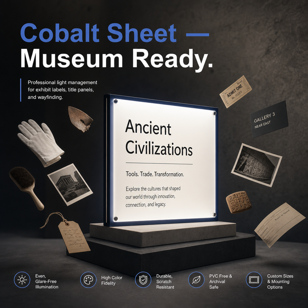 Cobalt Sheet Museum Lightbox Title Panel