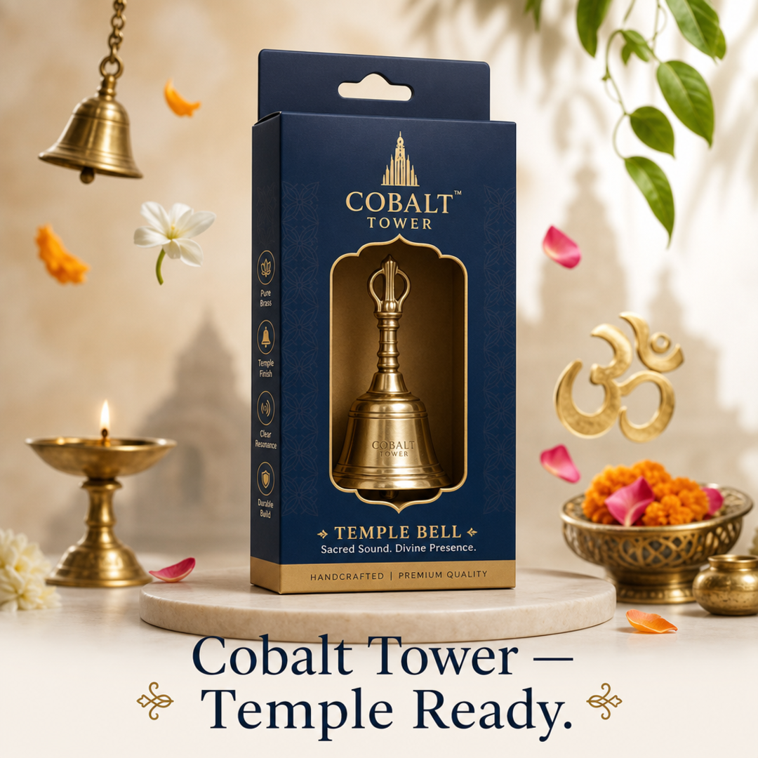 Cobalt Tower Temple Bell Retail Hang Carton