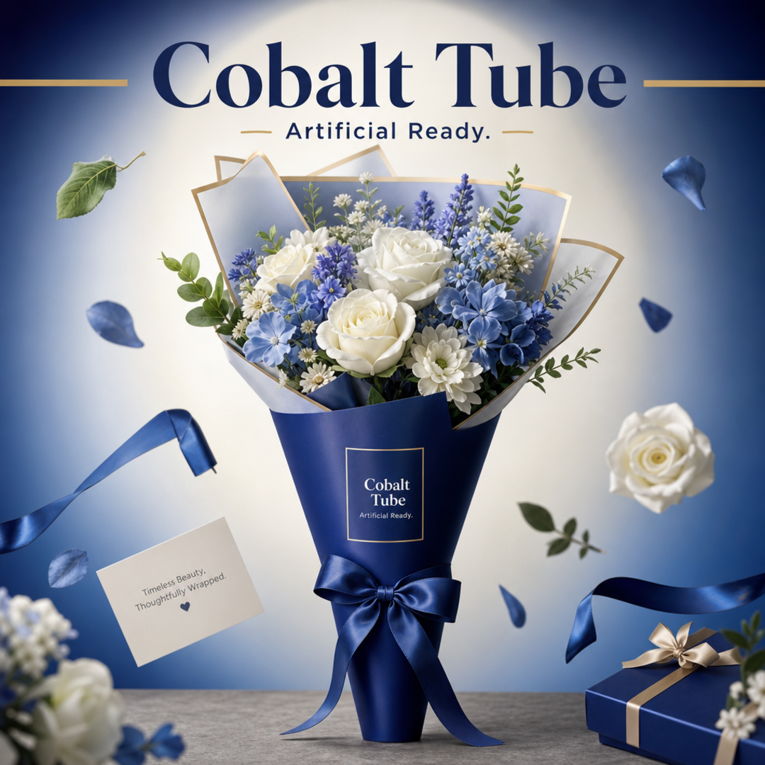 Cobalt Tube Artificial Flower Bouquet Gift Wrap Sleeve