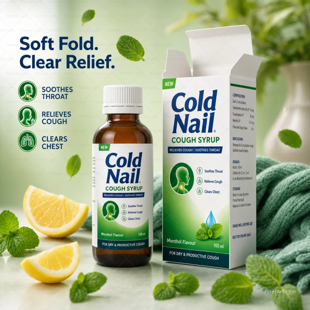 Cold Nail Cough syrup bottle + carton