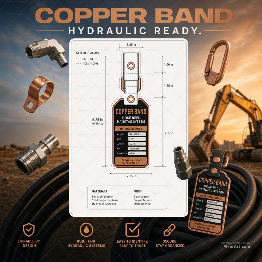 Copper Band Hydraulic Hose Reel Hangtag System