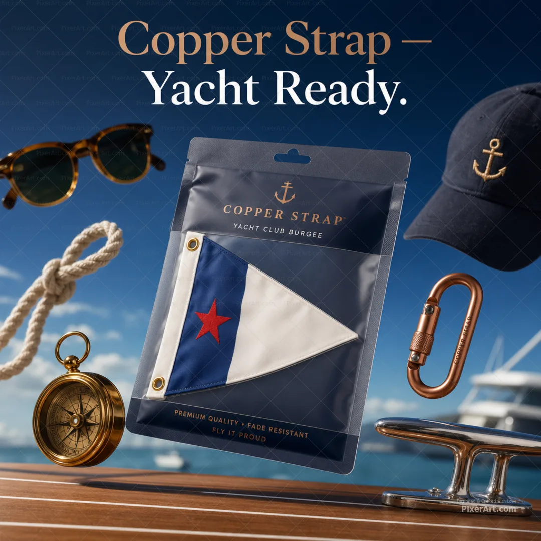 Copper Strap Yacht Club Burgee Flag Retail Sleeve