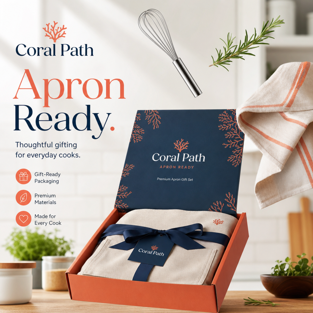 Coral Path Home Kitchen Apron Gift Fold