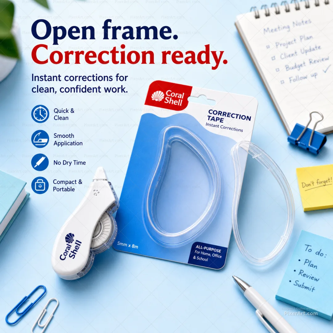 Coral Shell Correction Tape / White-Out Blister
