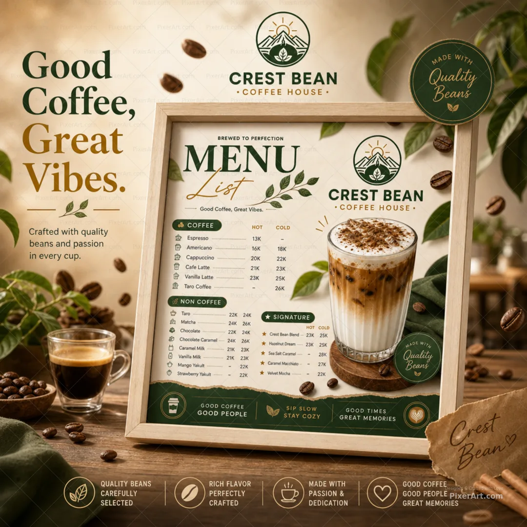 Crest Bean Coffee House Menu