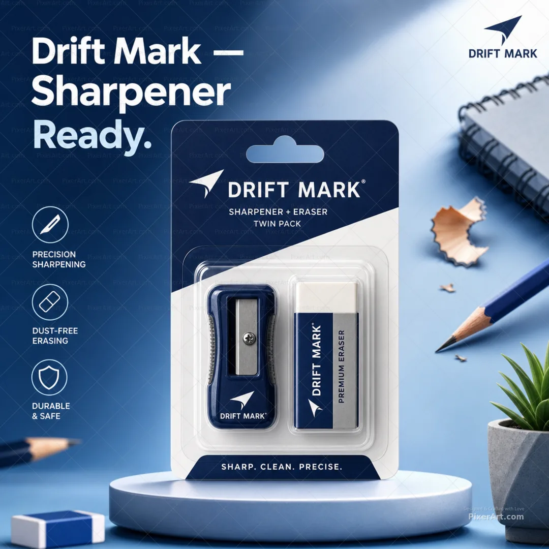 Drift Mark Sharpener + Eraser Twin Blister