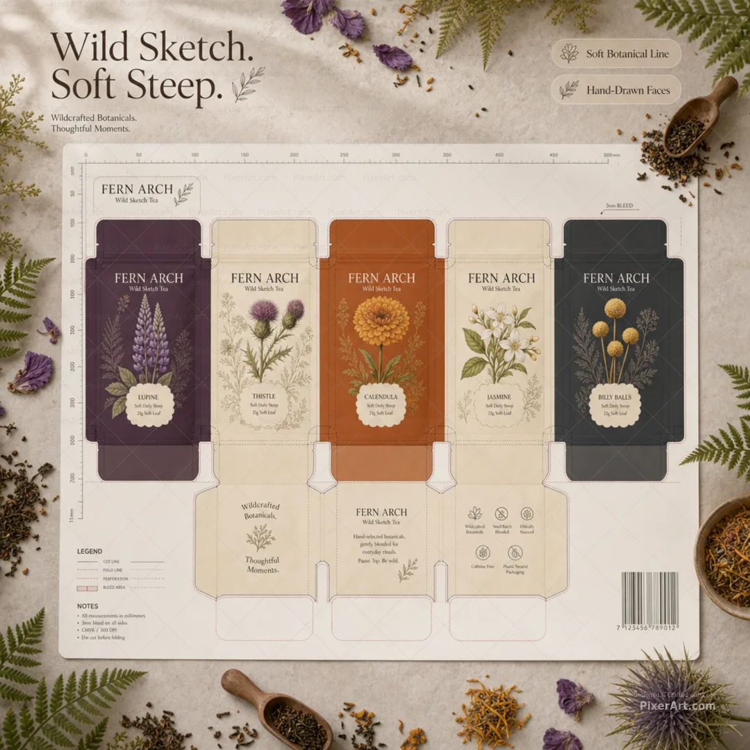 Fern Arch Wild Sketch Tea Pouches