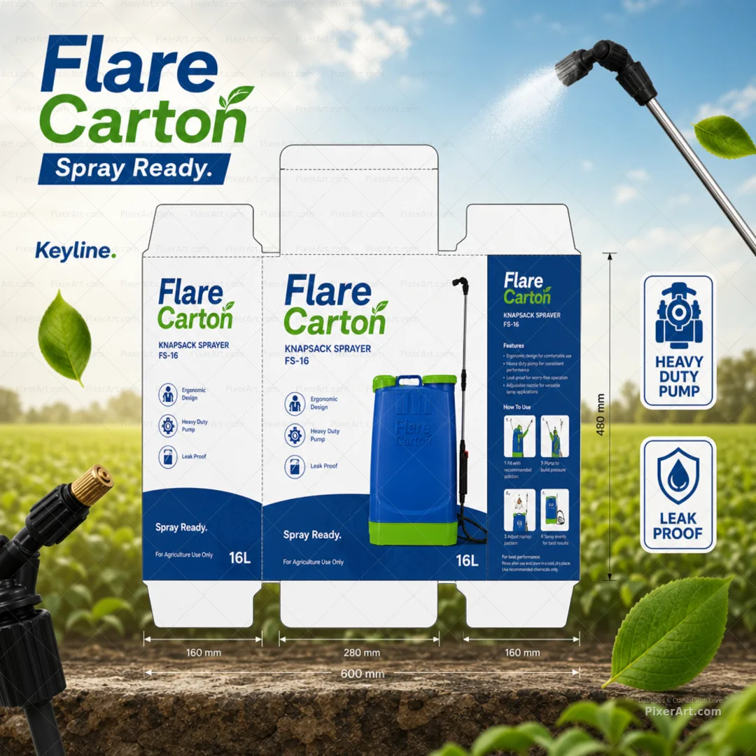 Flare Carton Spray Pump Knapsack Brand Panel