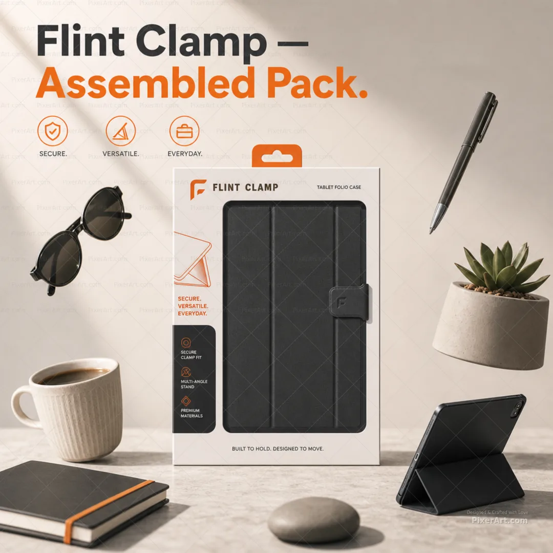Flint Clamp Tablet Folio Case Window Box