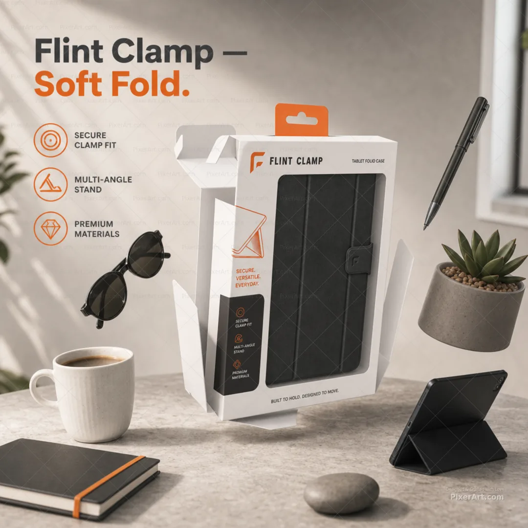 Flint Clamp Tablet Folio Case Window Box