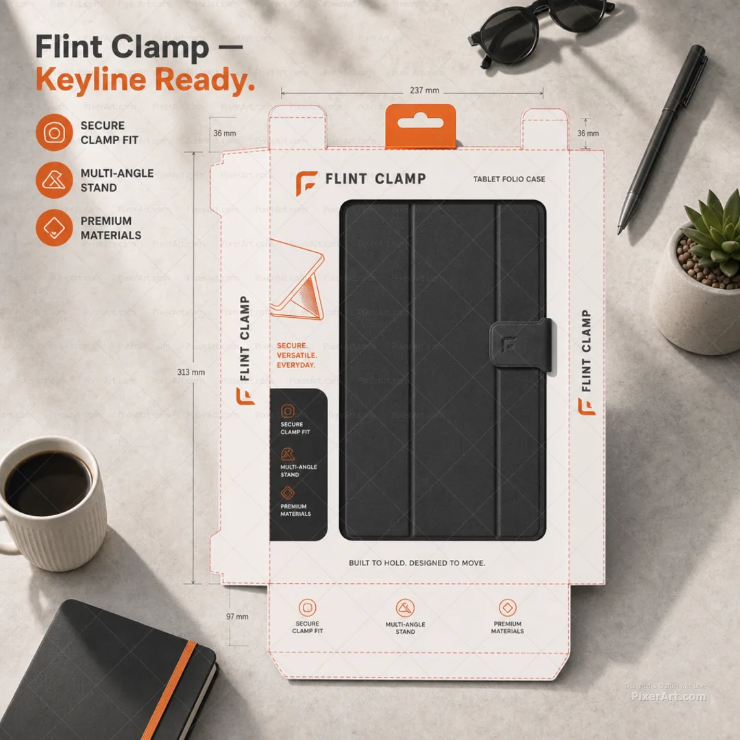 Flint Clamp Tablet Folio Case Window Box