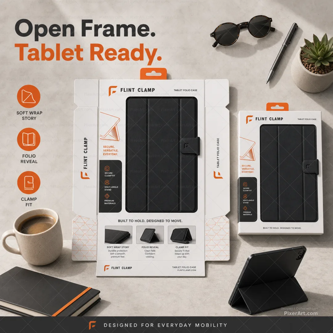 Flint Clamp Tablet Folio Case Window Box