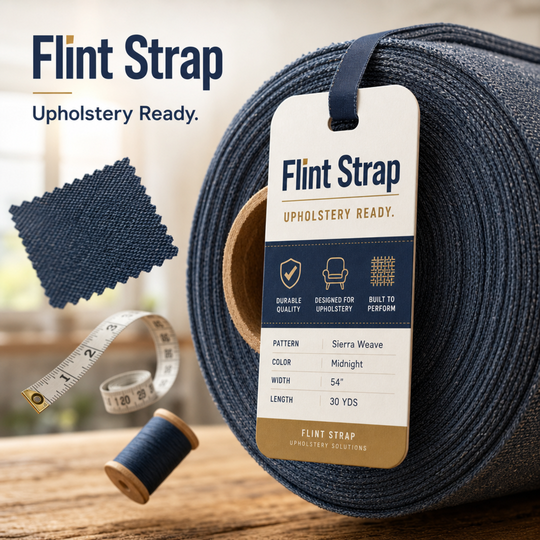 Flint Strap Upholstery Fabric Roll End Ticket