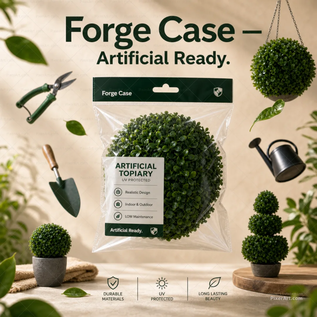 Forge Case Artificial Topiary Retail Hangtag Polybag