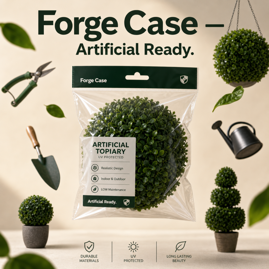 Forge Case Artificial Topiary Retail Hangtag Polybag
