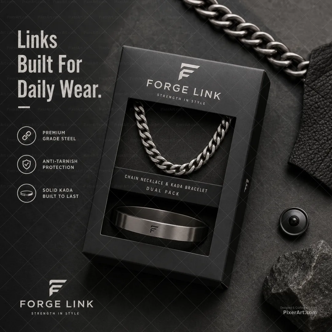 Forge Link Mens Chain Kada Pack